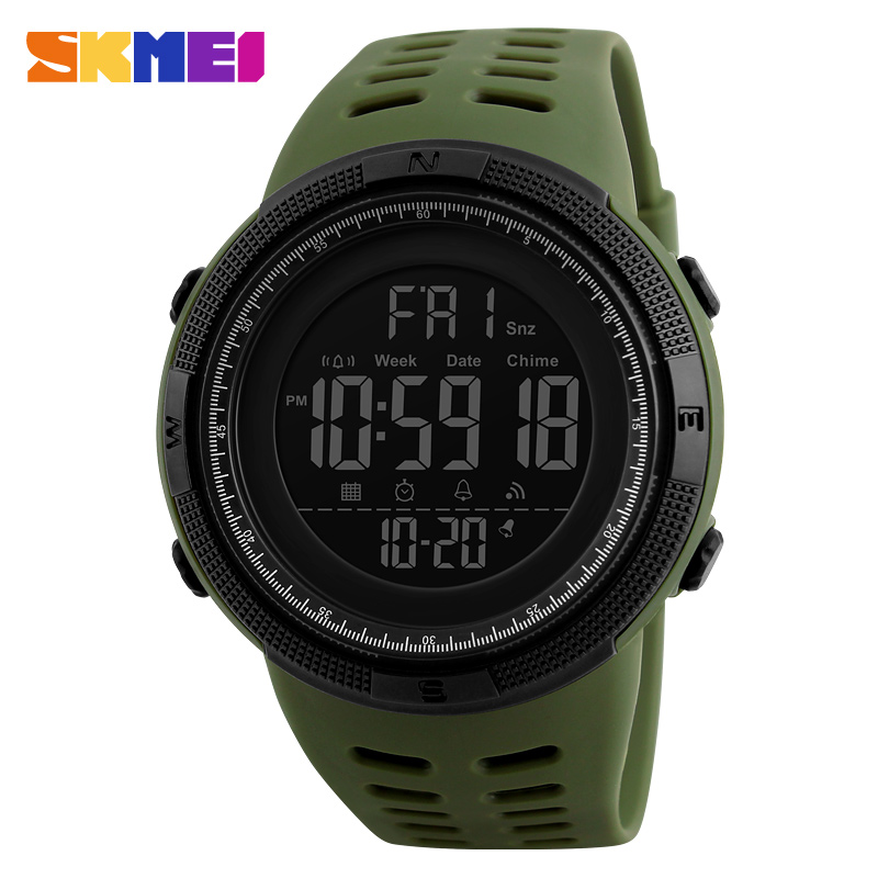 SKMEI 1251 reloj цифровые черные мужские часы 50 ATM водонепроницаемые цифровые часы