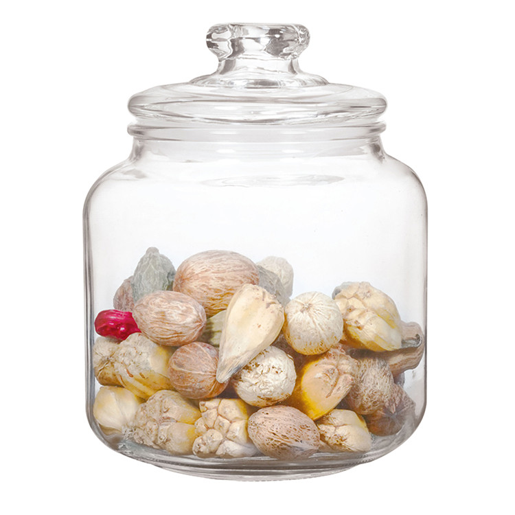Factory Hot Selling Tea Coffee Sugar Kitchen Food Large Storage Jar Round Mouth Cube Lid Glass Bottle