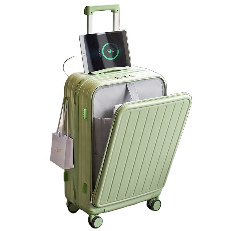 Customized High quality durable zipper suitcase genuine leather trolley bag waterproof luxury hand travel bag luggage