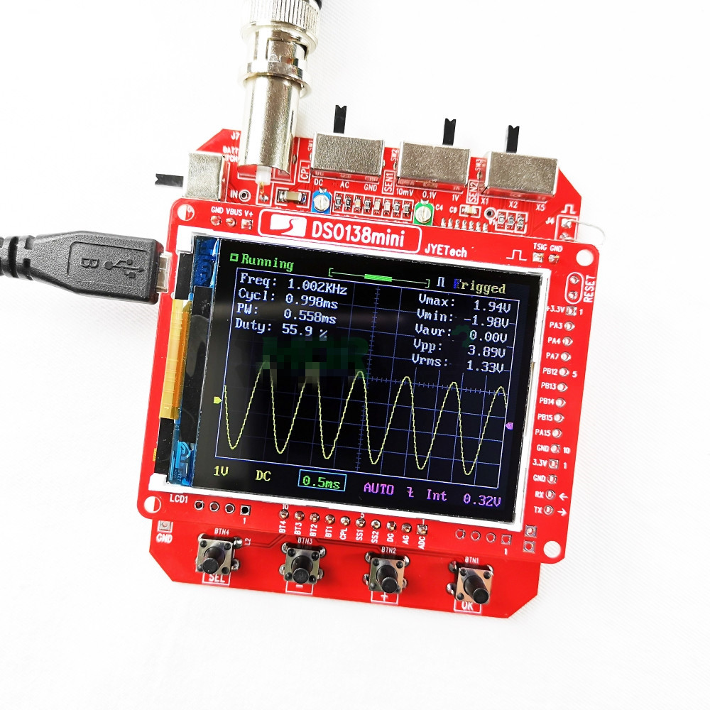 Мини-портативный цифровой осциллограф DIY Kit рука Cortex-M3 12-разрядный на тонкопленочных транзисторах на тонкоплёночных транзисторах щупы осциллографа тестовый зажим