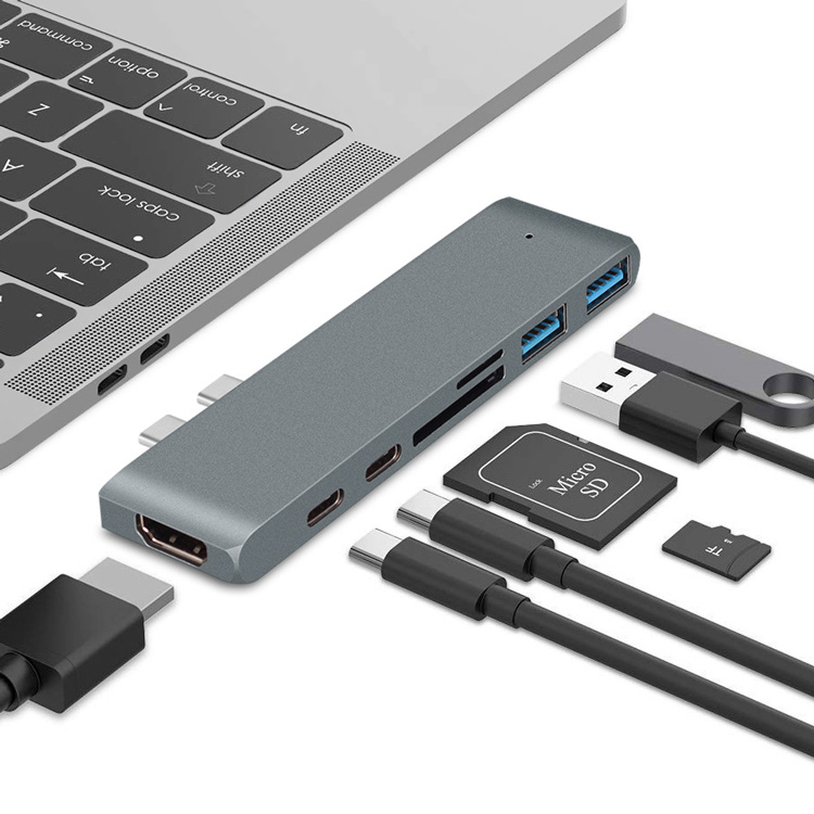 7-в-1 USB 3,0 Type-C концентратор адаптер 4K Thunderbolt 3 концентратор док-станция с TF/SD кард-ридер PD для MacBook Air 2018