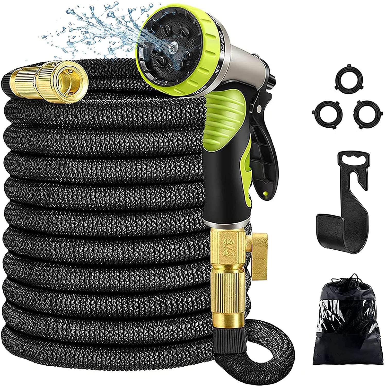magic hose 100 ft expandable garden hose set with garden hose hanger holder