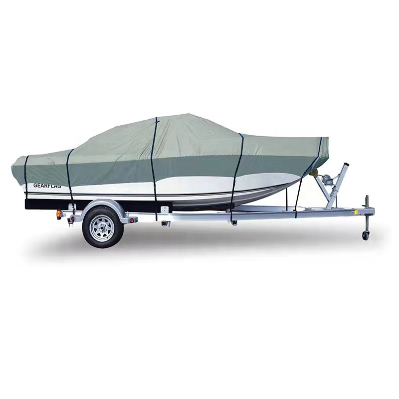 600D Waterproof  Grade Polyester Canvas Trailerable Universal Boat Cover