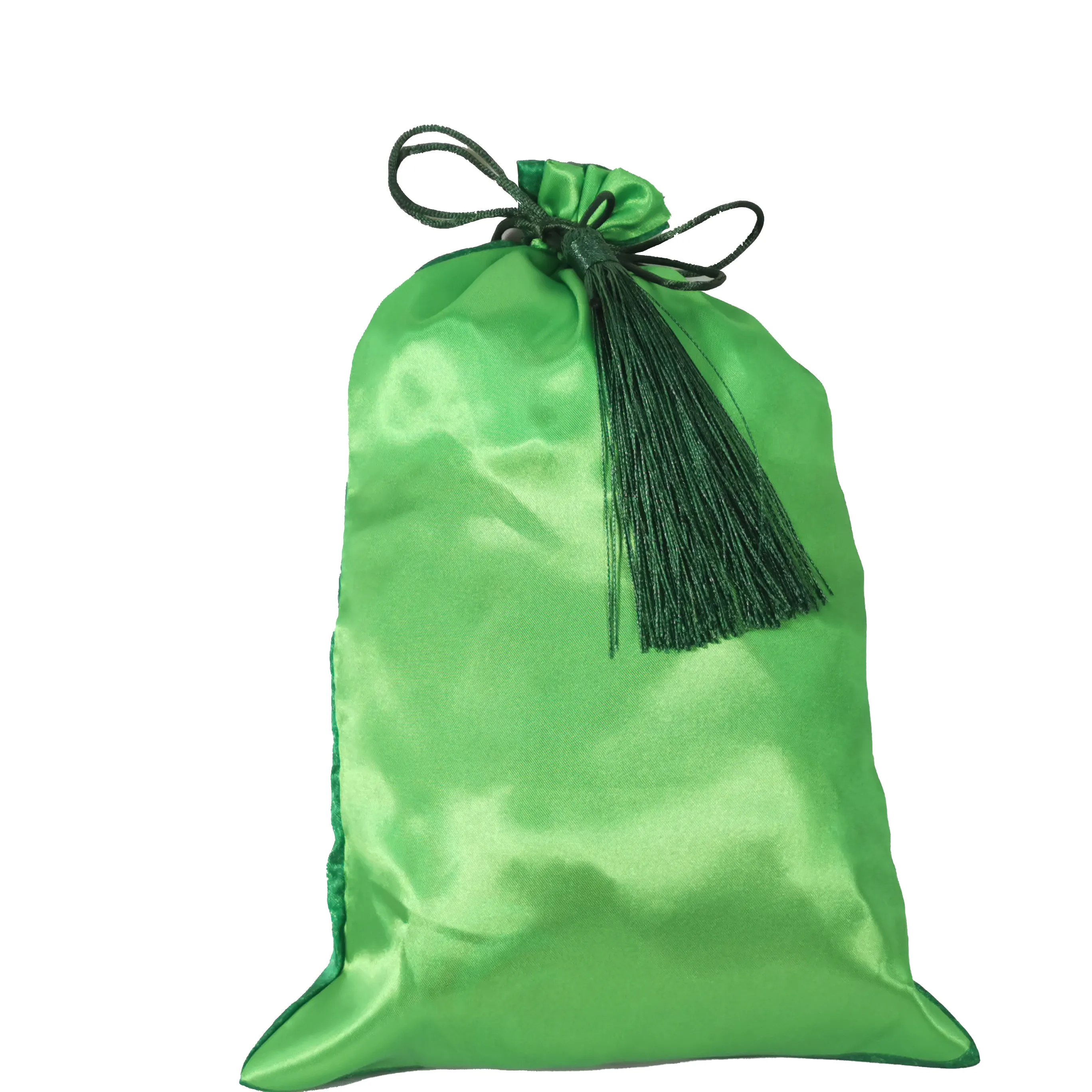 Low quantity custom satin bags for hair extensions custom logo satin drawstring wig satin tassel bags for hair bundles