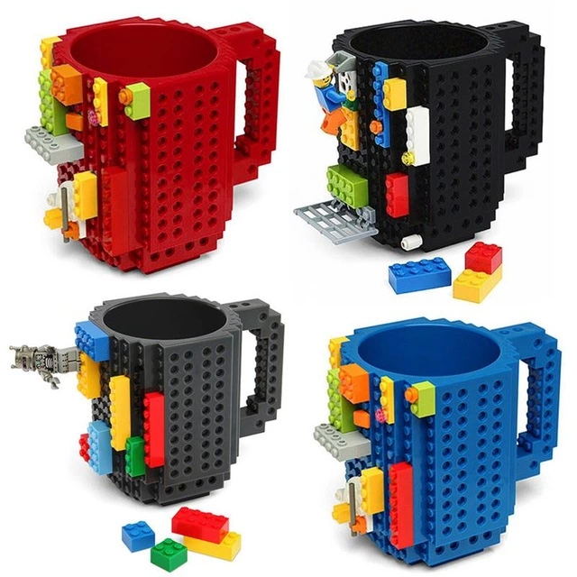 Лидер продаж Amazon, креативная кружка в форме цилиндра Lego, 350 мл, экологически чистый материал, строительные блоки «сделай сам», пластиковая кружка для кофе