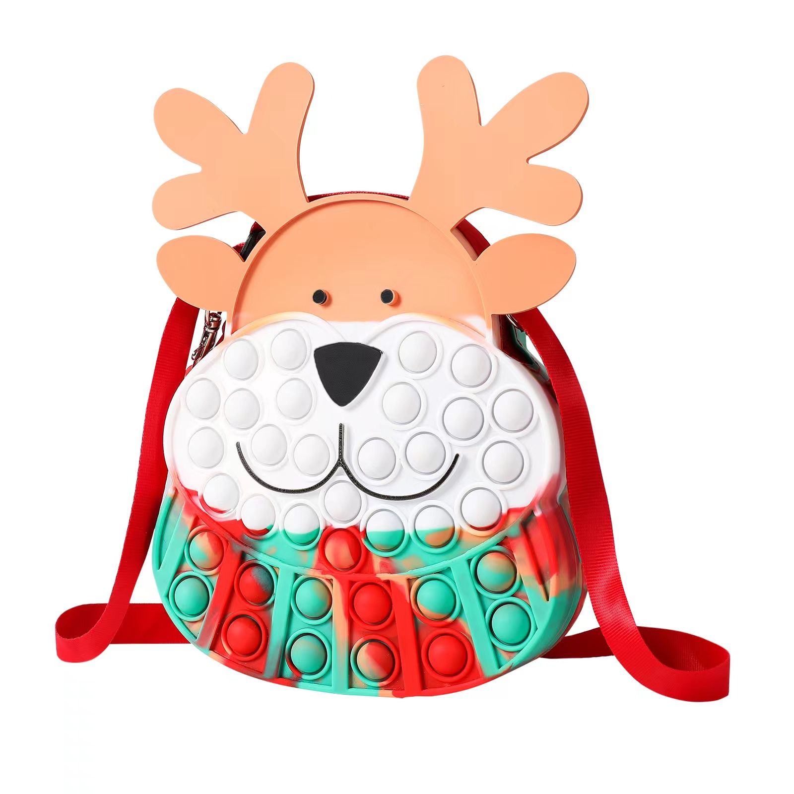 Push Pop Fidget Sensory Toy  Silicone Fidget Pop Mini Crossbody Shoulder Bag Coin Purse For Women Girls Christmas Elk 