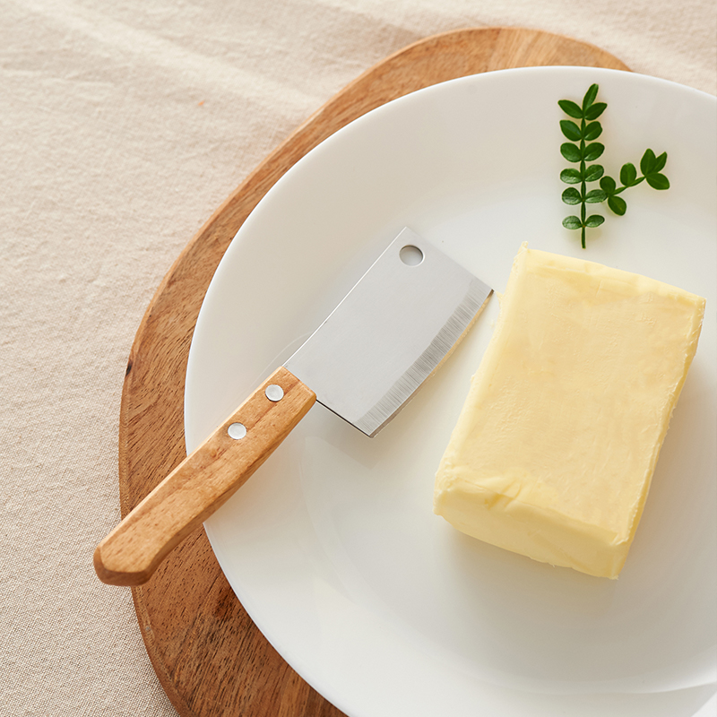 New Arrival Nordic Butter Spreader Knives Stainless Steel Small Kitchen Knife Wooden Handle With Holes Hanging 3247