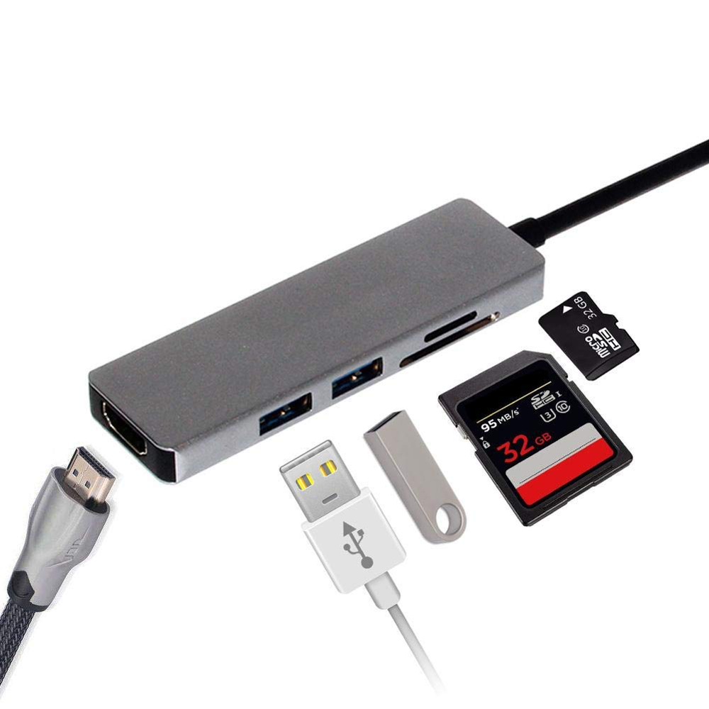 Тип C концентратор мини дисплей порт DP Thunderbolt к HDMI адаптер USB3.0 5 Pin Женский конвертер SD кард-ридер