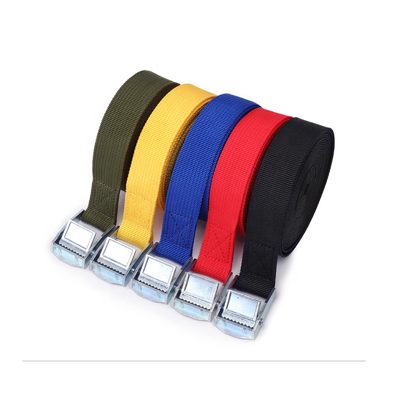 Motorcycle cargo heavy-duty lashing belt with adjustable cam buckle fastening belt