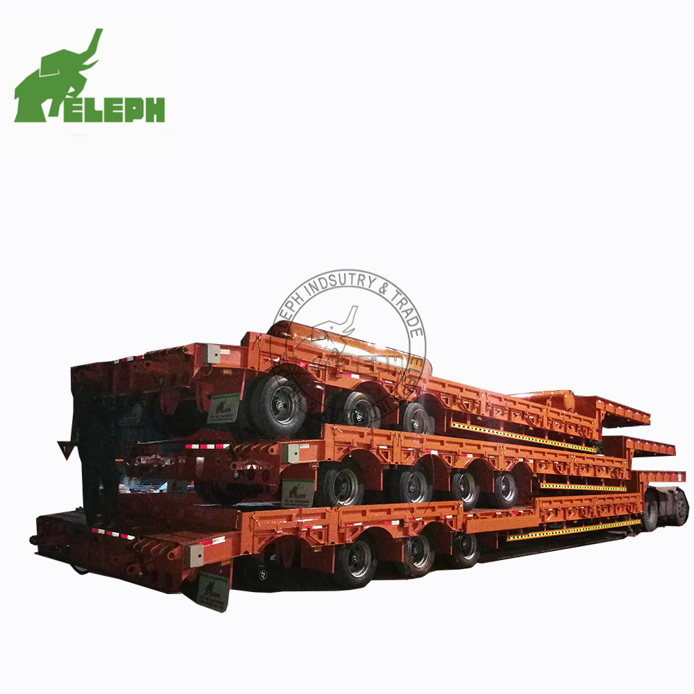4 оси Heavy Duty усиленный низкорамный полуприцеп грузовика 80 тонный низкорамный прицеп-