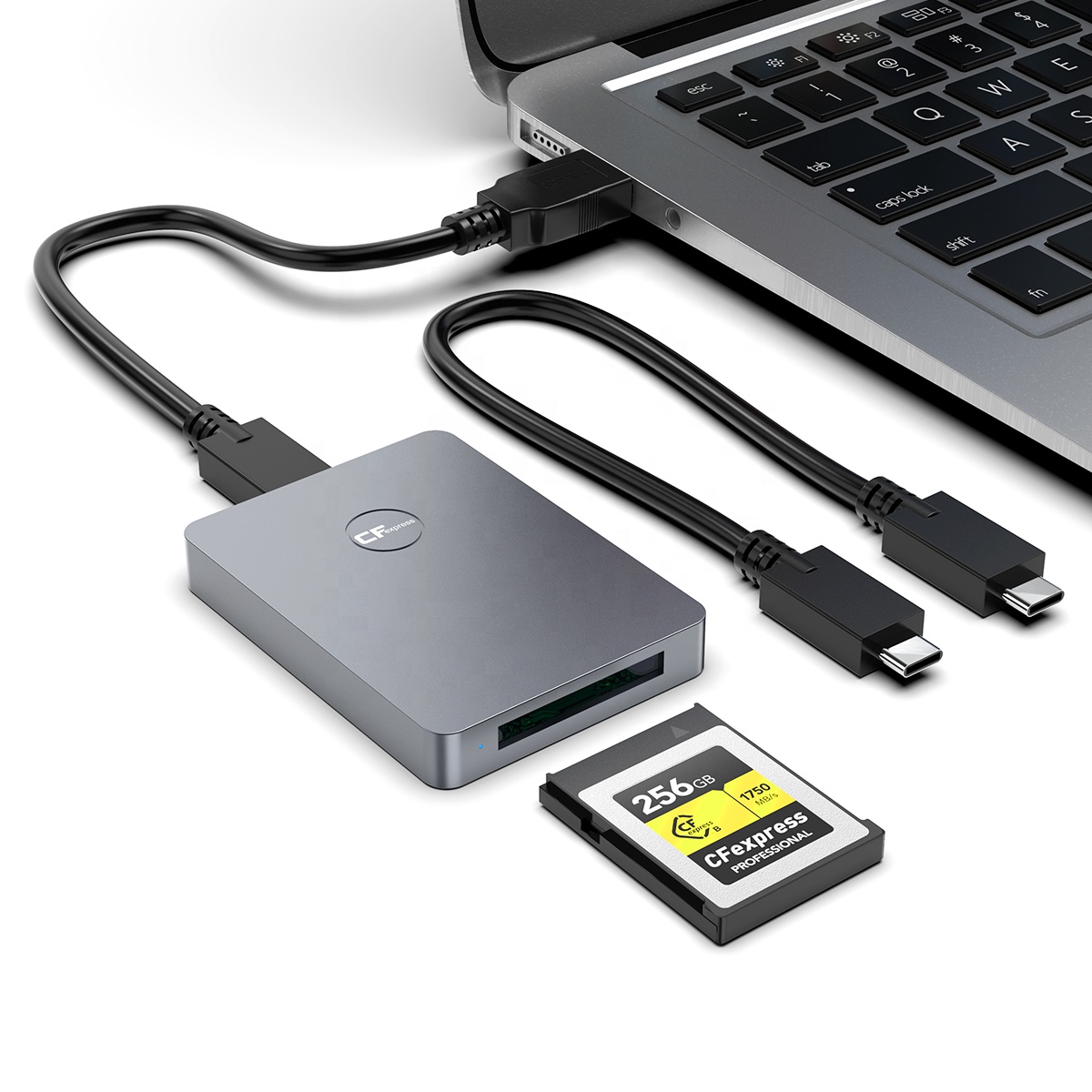 Портативный Алюминиевый адаптер для карт памяти USB 3,1 Gen 2, 10 Гбит/с CFexpress, устройство считывания карт памяти Thunderbolt с 3 портами для Android/Windows/Mac