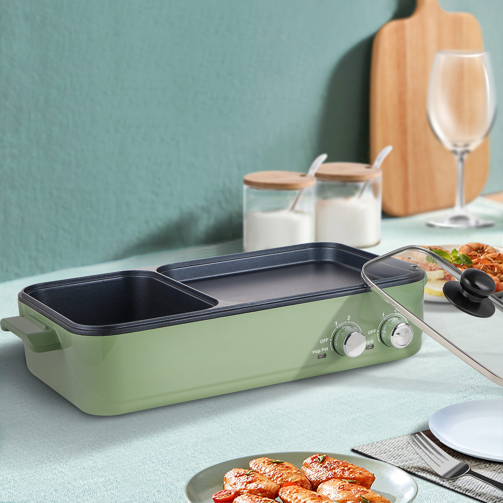 Hot Item Boil Dry Protection Non-Stick Coating Electric Skillets With Double Flavor