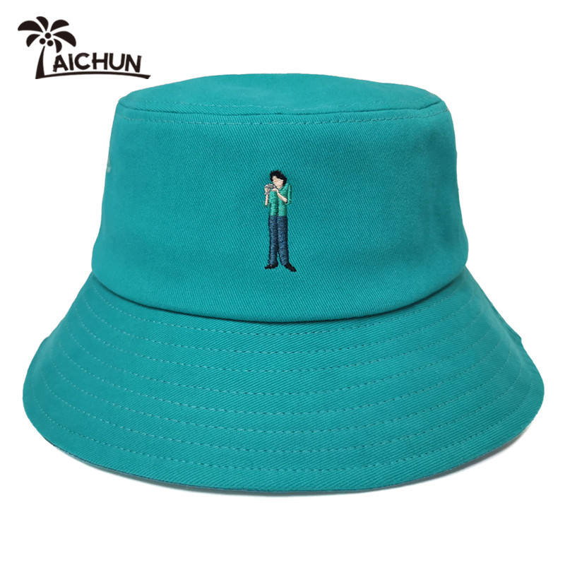 2021 New embroidered fisherman hat female summer Korean version bucket hat sunscreen bucket hats