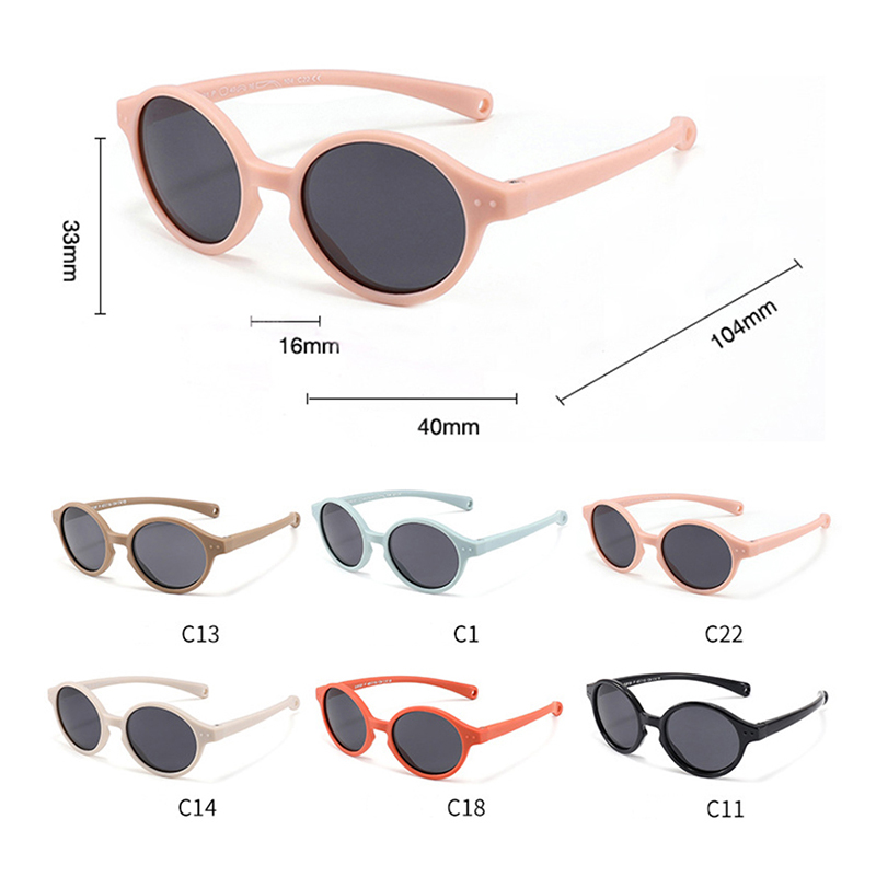 0-3 years old 2021 new silicone sunglasses kids cute baby outdoor round kids polarized sunglasses with strap