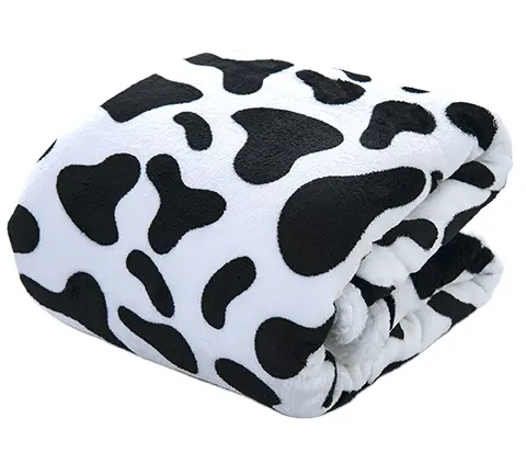 Super Soft Microfiber Luxury Cow Animal Printed Flannel Sherpa Fleece Blanket Throw Blanket for Winter King Size Queen Size
