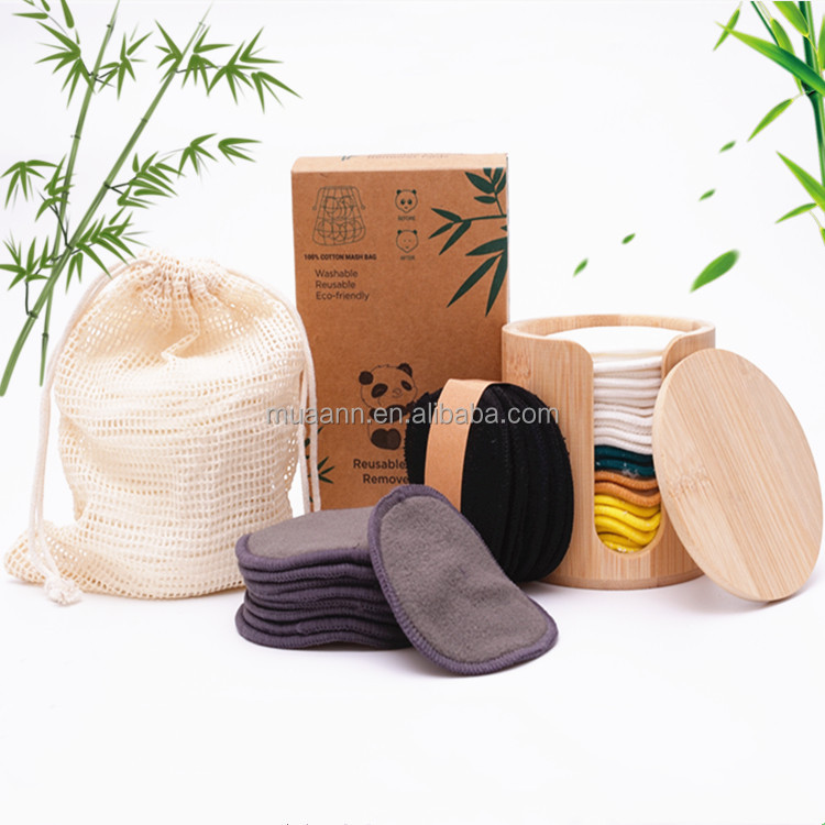 Bamboo Cotton Face Reusable Make Up Remover Pads Washable Makeup Remover Pads ecofriendly reusable makeup remover pads