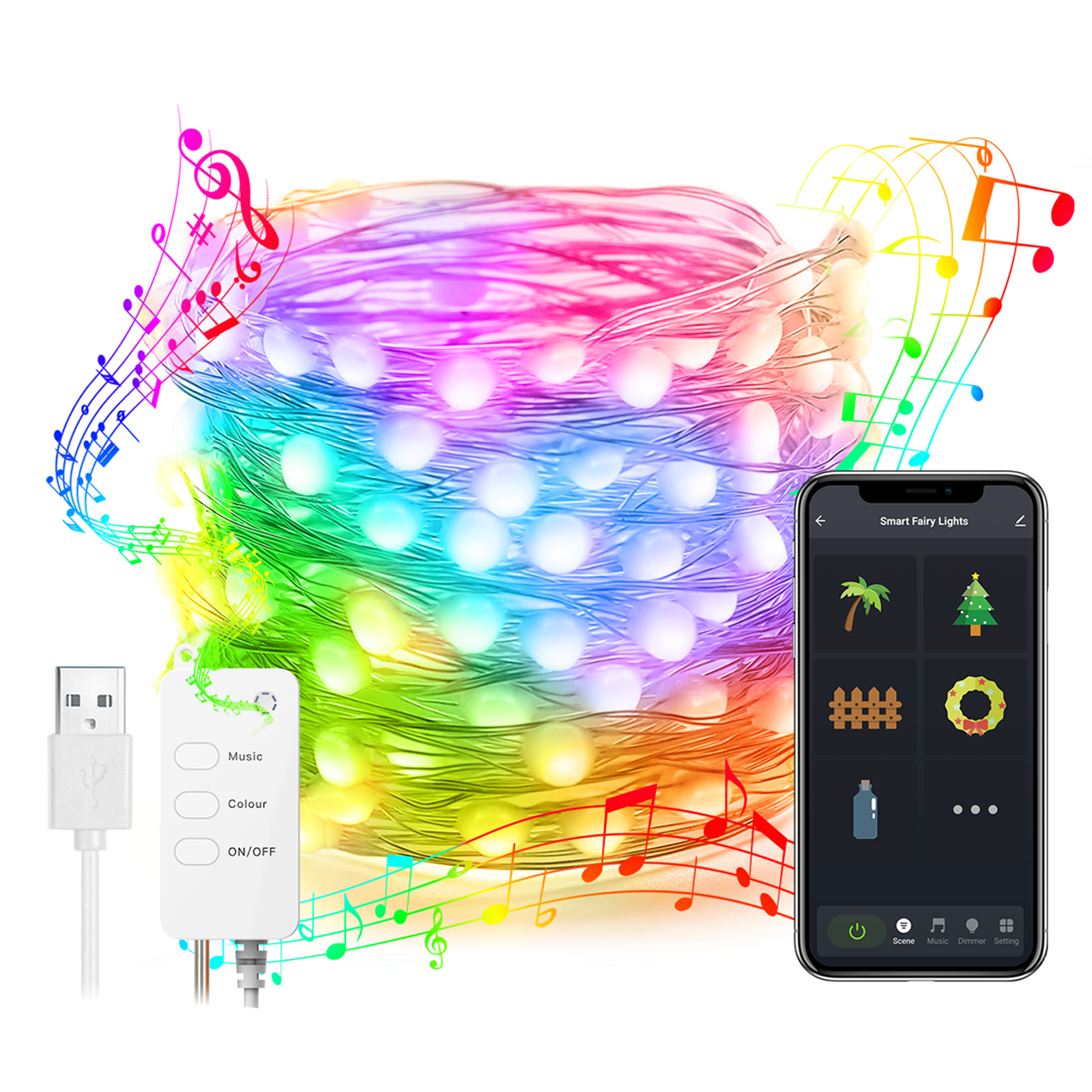 Best seller Amazon Tuya App LED Fairy Lights LED RGB 16.4ft Smart WiFi Strip Lights