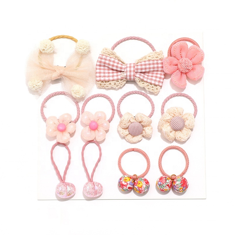 10/12 Pcs/Set Children Cute Cartoon Flower Bow Elastic Hair Bands Baby Girls Sweet Scrunchies Rubber Bands Kids Hair Accessories