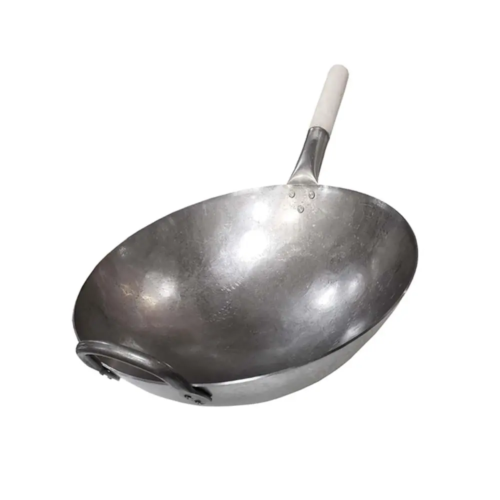 ISO9001 Traditional Chinese 13 Inch Carbon Steel Wok with Wok Ring Woks and Stir Fry Pans Lid