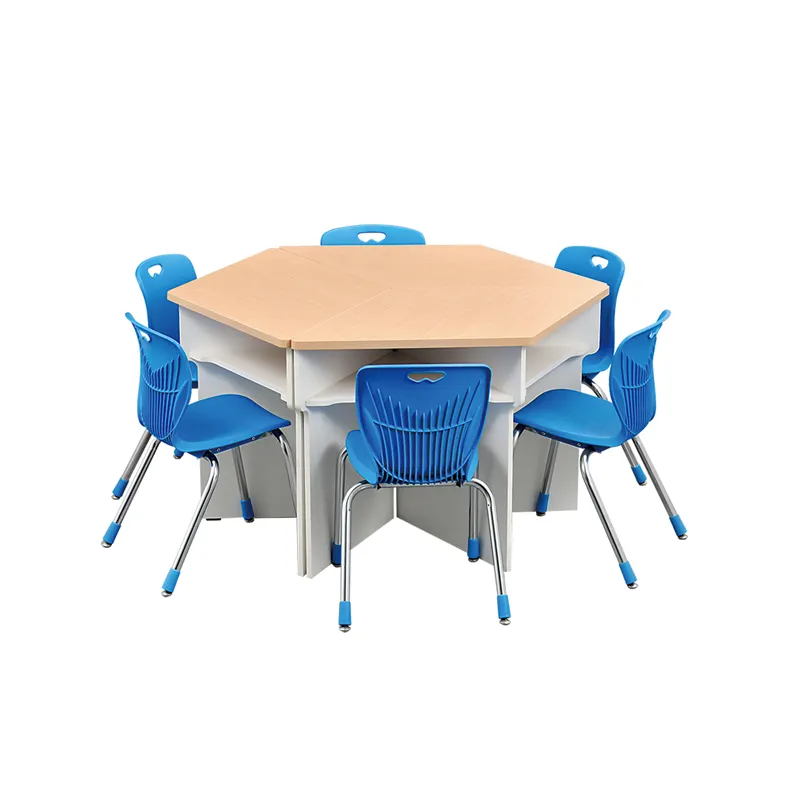 Hot sell Revolving connectable irregular school table and chair set