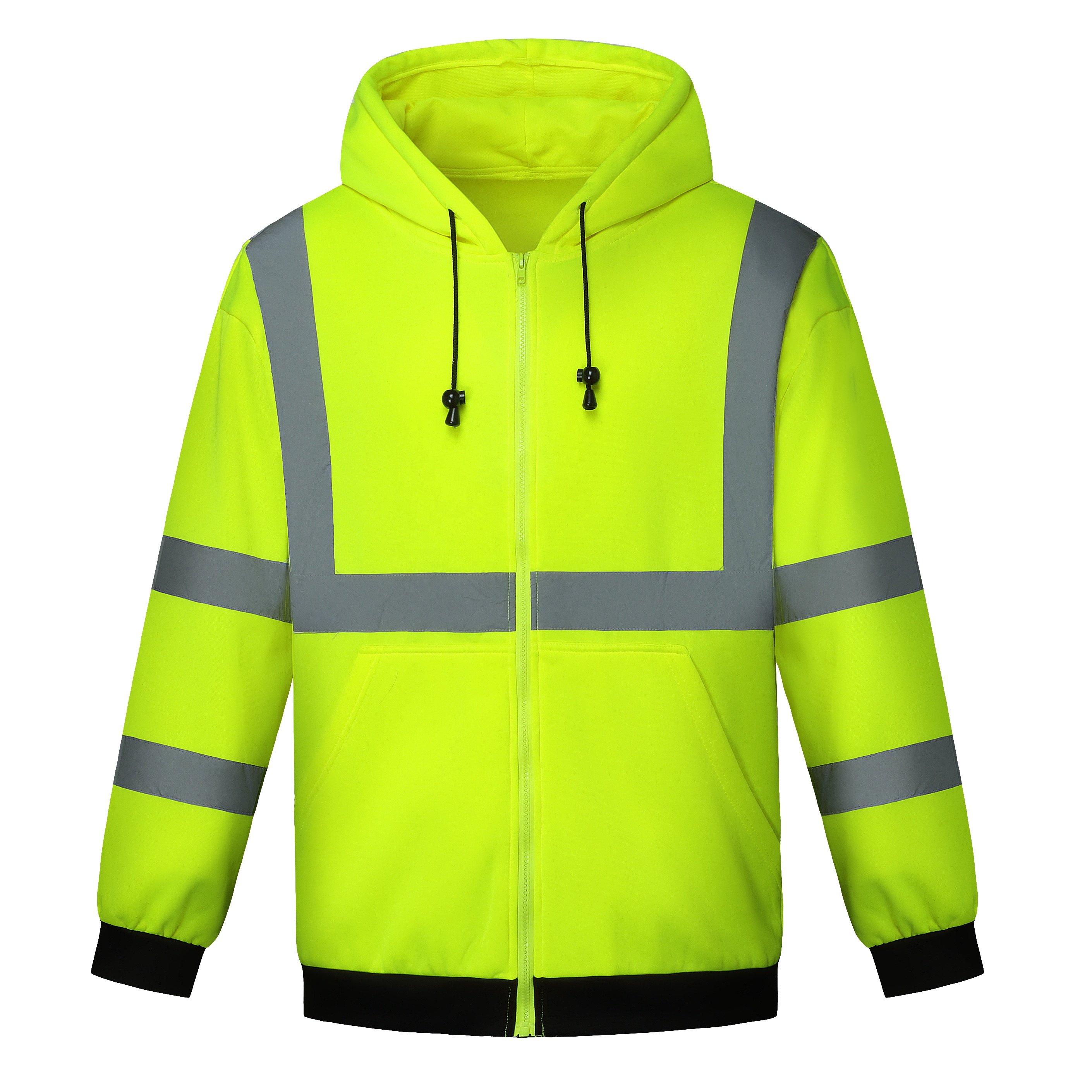 Мужская Флисовая Рабочая Рубашка на шнурке с логотипом Hi Vis на молнии, одежда для безопасности, светоотражающие толстовки на заказ