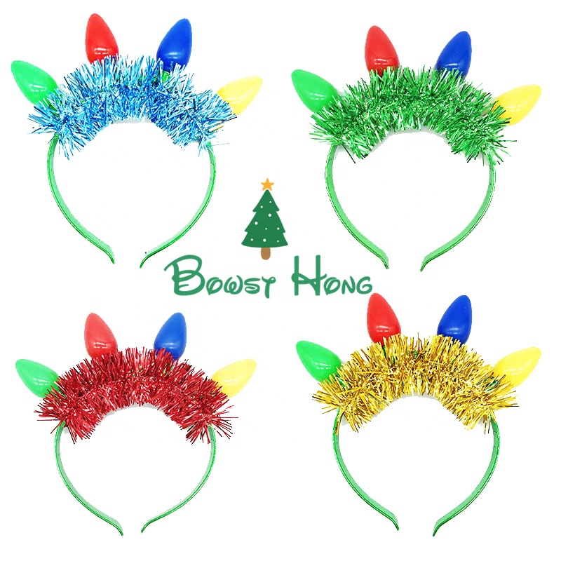 New Christmas headband 6 lights, LED flash, large bulb, color bar, luminous headwear for holiday parties