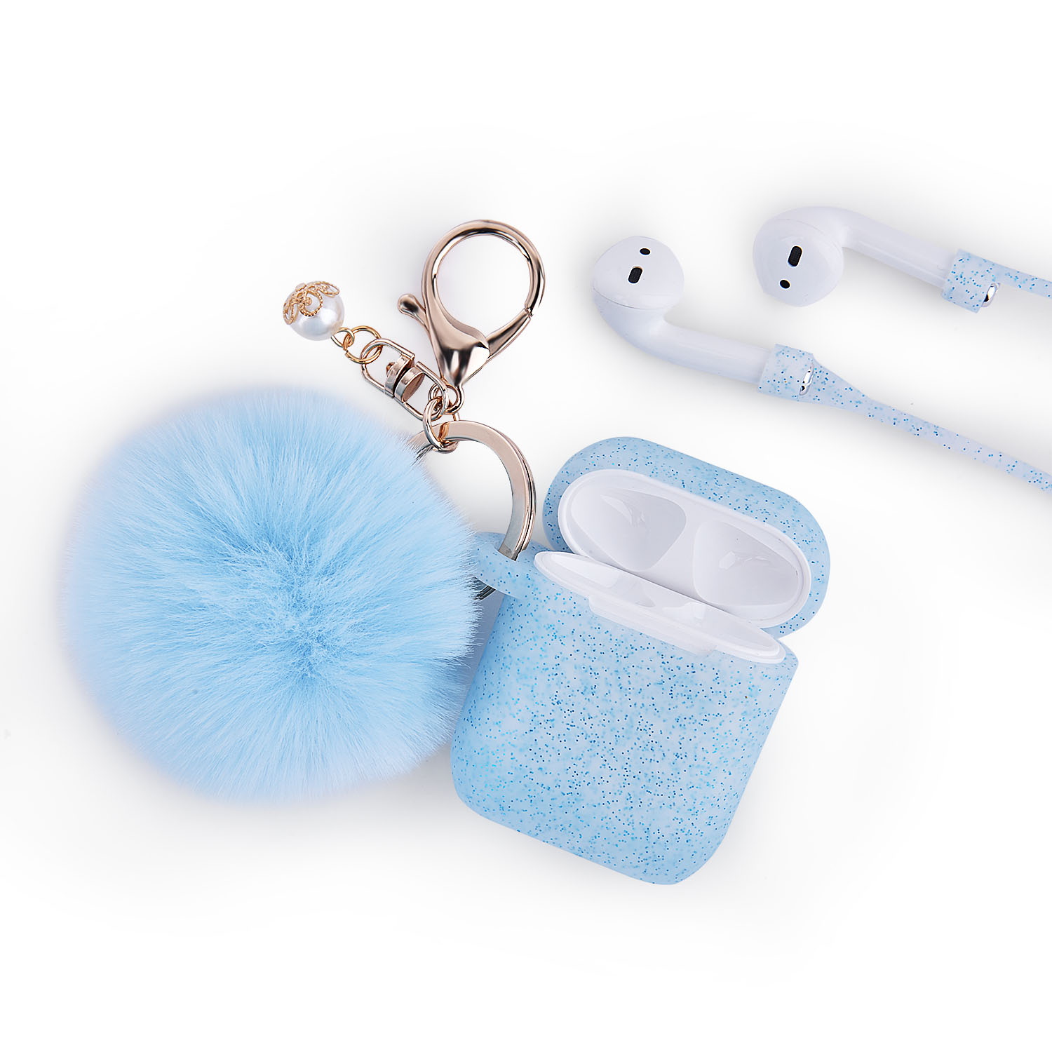 Чехол для Airpods, чехол для Apple Airpods 2 и 1, чехол для зарядки, милый силиконовый защитный чехол для Airpods, аксессуары, брелок