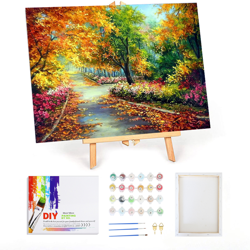 DIY Canvas Painting Paintworks Paint by Number Kits Adults Framed Forest scenery customized Paint by Numbers for Kids Beginner