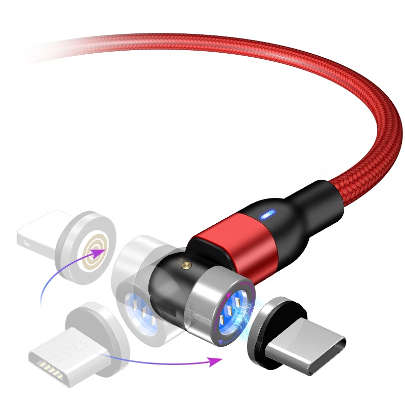 Магнитный usb-кабель для быстрой зарядки, кабель типа C, магнитное зарядное устройство, кабель Micro USB для мобильного телефона, USB шнур, новый поворот на 360 + 180