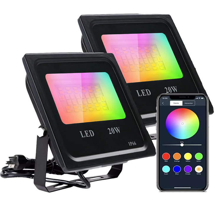 Умный RGB Светодиодный прожектор с управлением через приложение, 20 Вт, 30 Вт, 50 Вт, IP66 уличные прожекторы для сада
