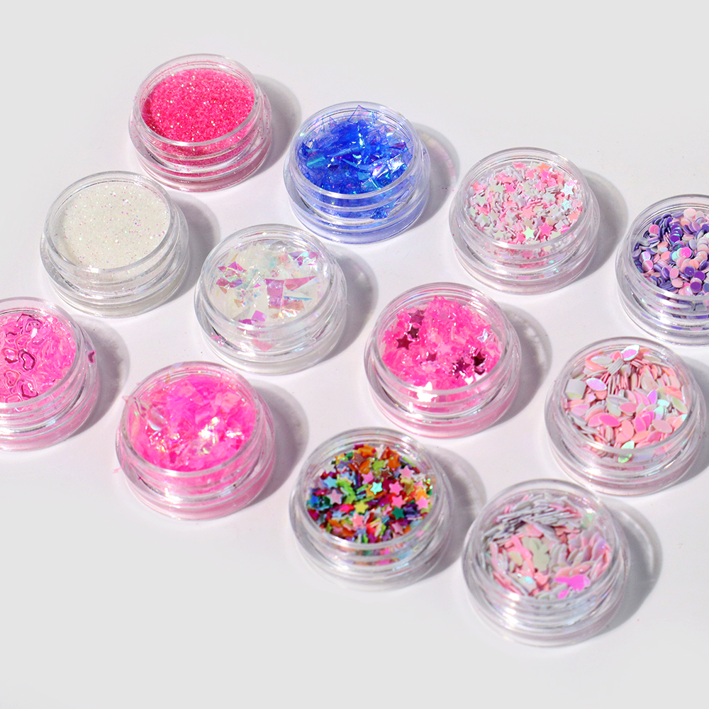 12 Colors Nail Art Mixed Hexagon Glitter Laser Symphony Bright Sequins