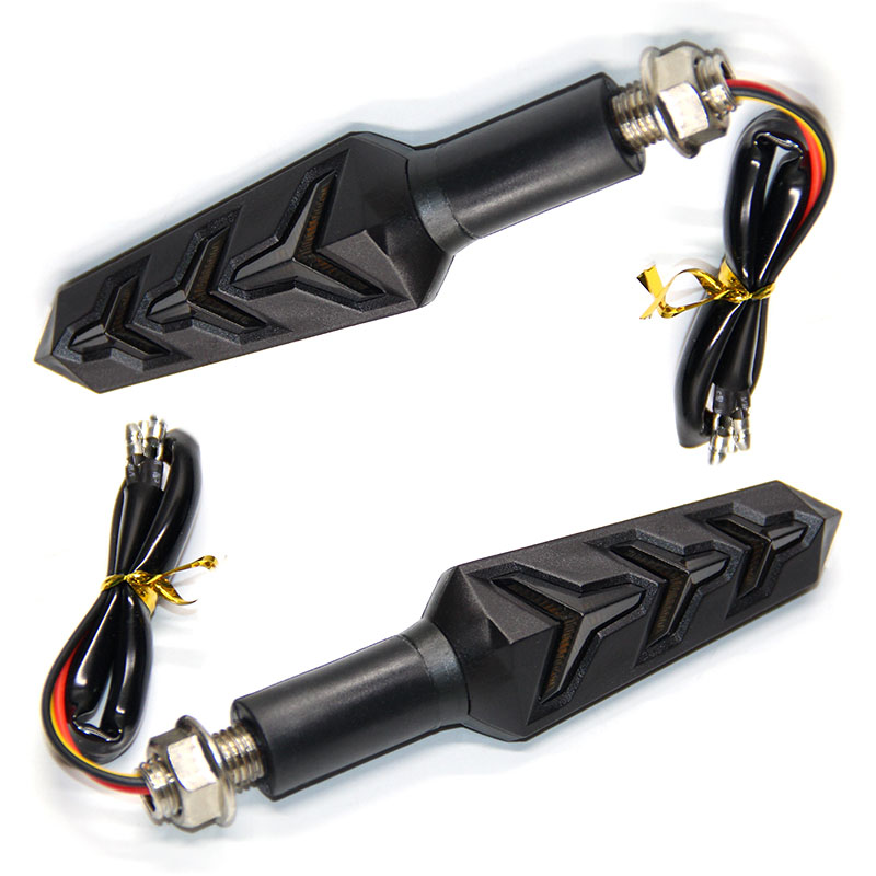 12v LED Янтарный мотоцикл задний задних фонарей, фонарей указателей повтора и лампа Fishbone y-образный последовательного "бегущая вода" мигающий включение света
