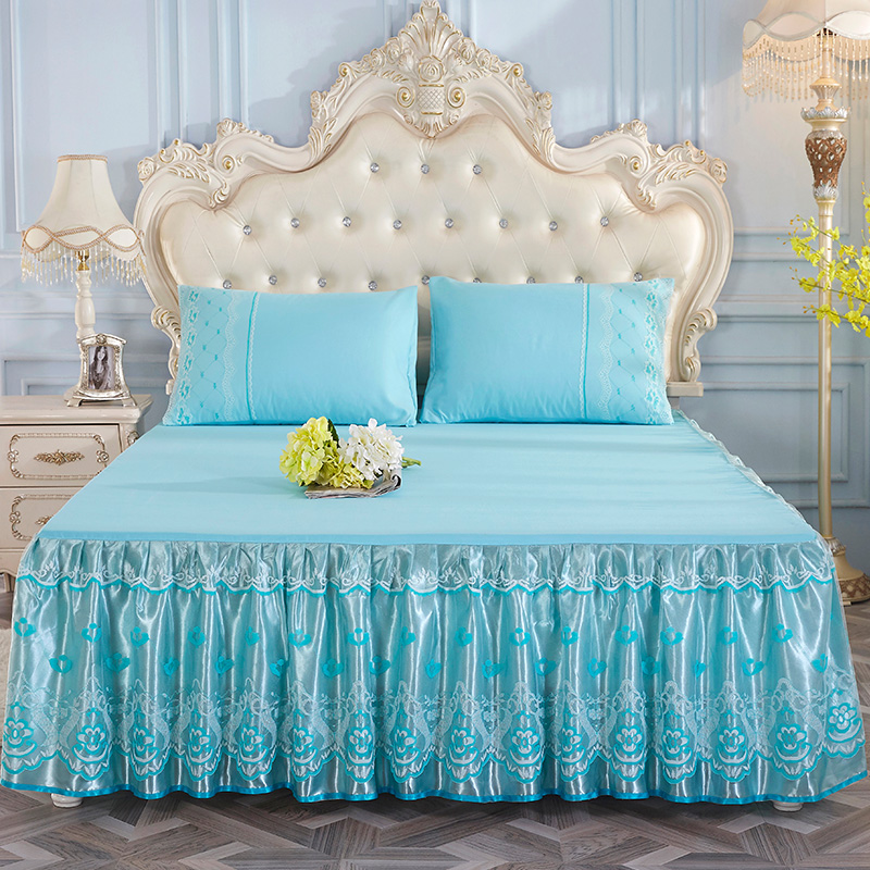 European Style King Queen Full Lace Printed Bed Bedding Set Cover Skirt Skirts for Bedding Room