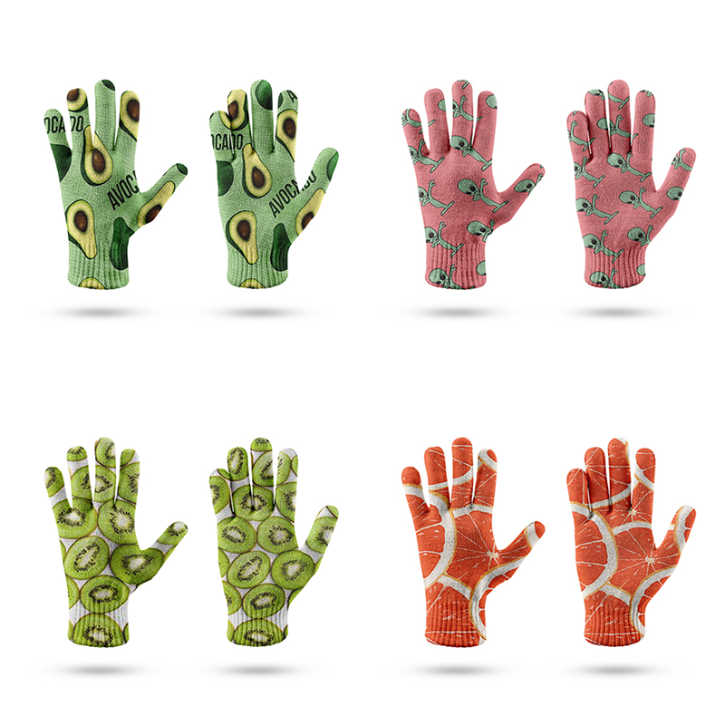 Wholesale Warm Stretchy Comfortable Magic Unisex Knitted Hand Winter Gloves 3D printing Acrylic Gloves