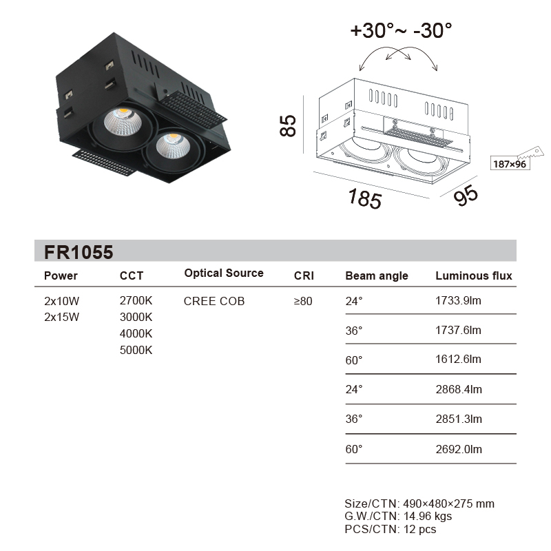 Dali 0-10Vdimmable Triac Dimming 2 heads 10W 15W Adjustable Trimless Recessed Led Down Light Emedded Ceiling Spot lights Hotel