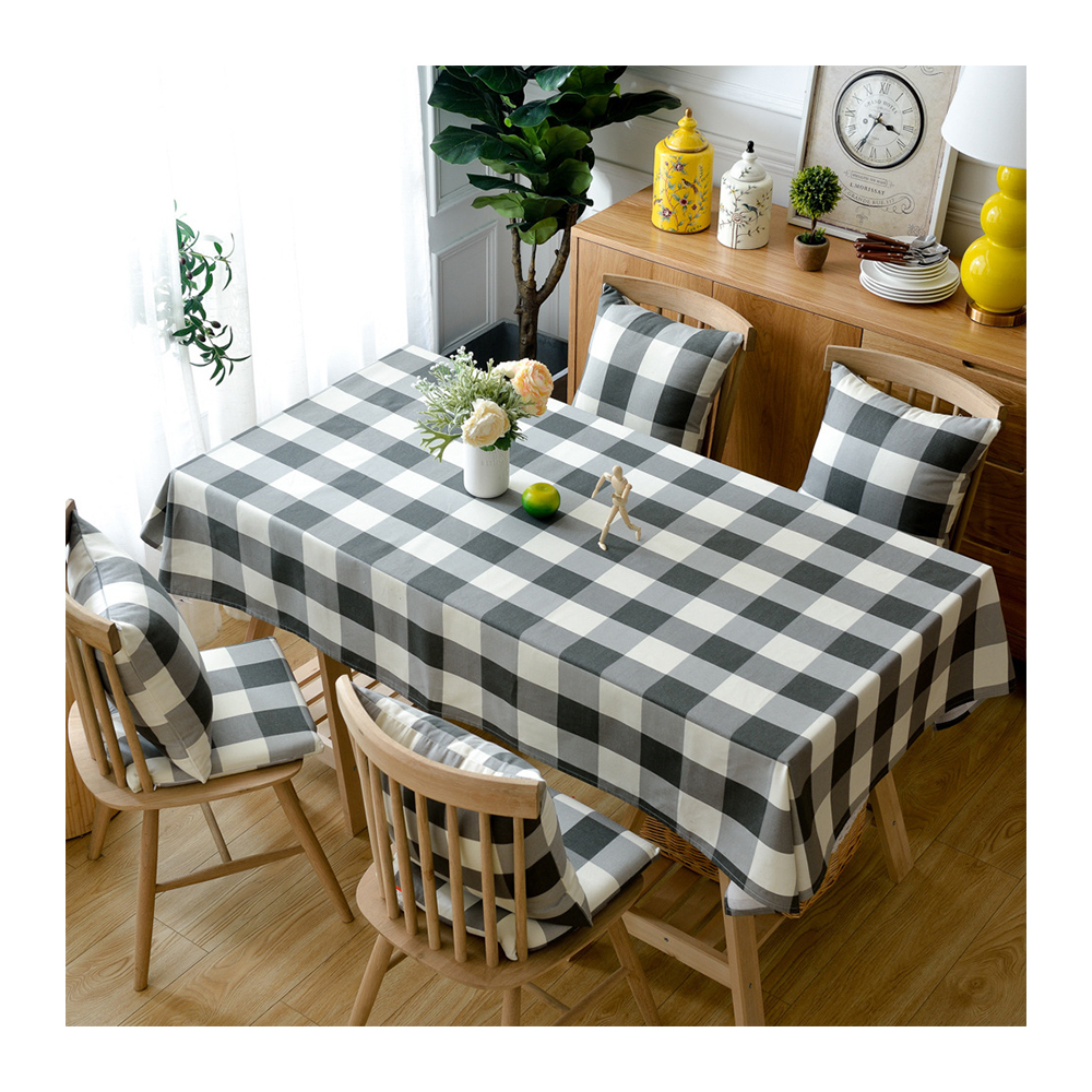Hot sale factory direct pure color lattice waterproof event rectangular table cloth for home decor