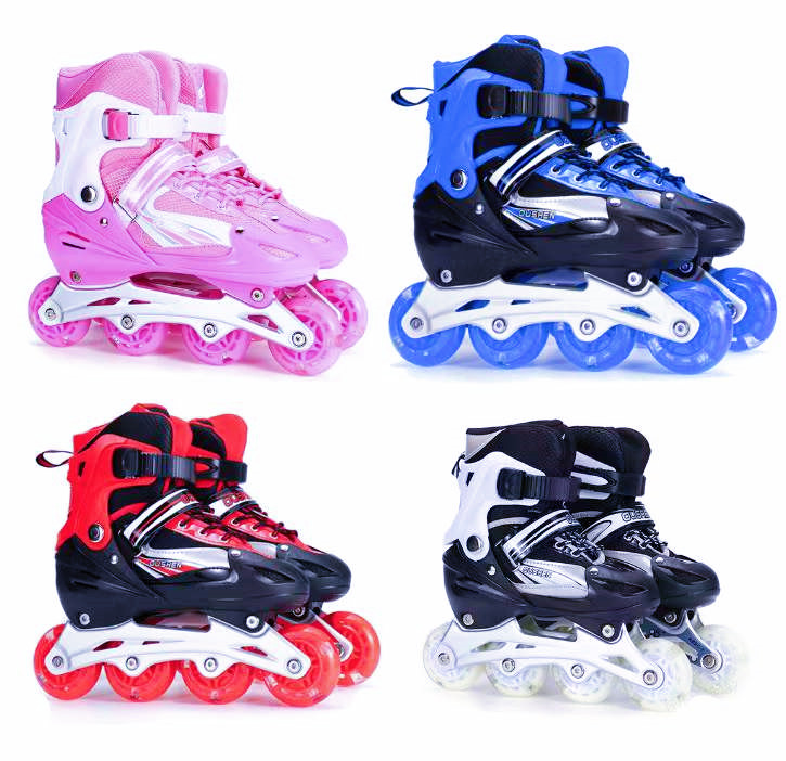 Купить блеск встроенный регулируемый Роликовых Коньков обувь Patins Infantil ролик Patines 4 колеса для роликовых для детей и подростков