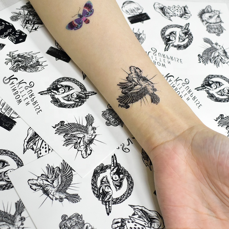 Small Waterproof Body Temporary Tattoo Sticker 4*4Cm Black Custom Tattoos Temporary