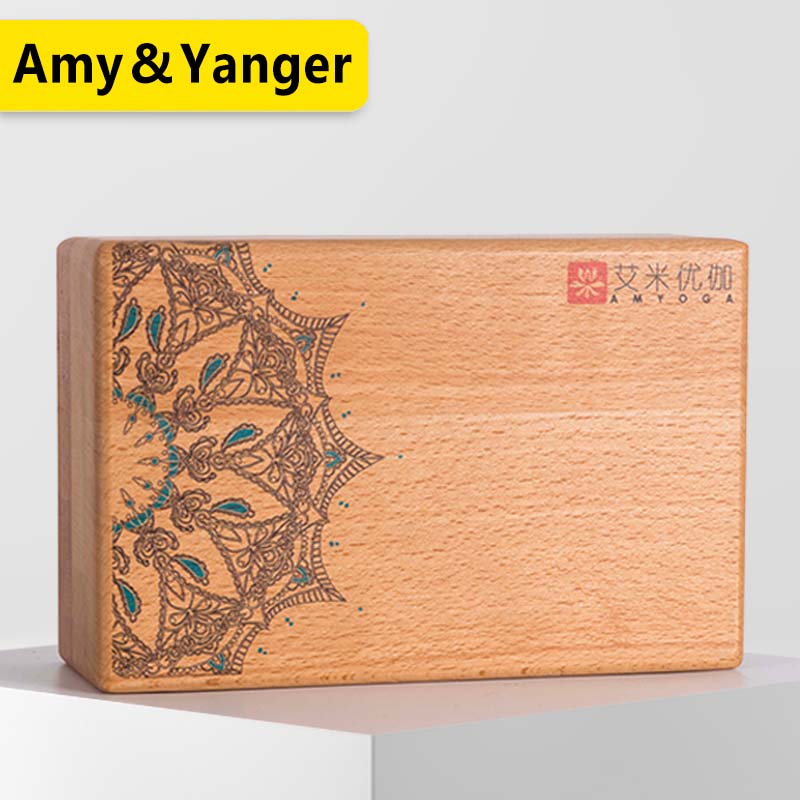 wooden yoga block high density custom print organic wood eco friendly