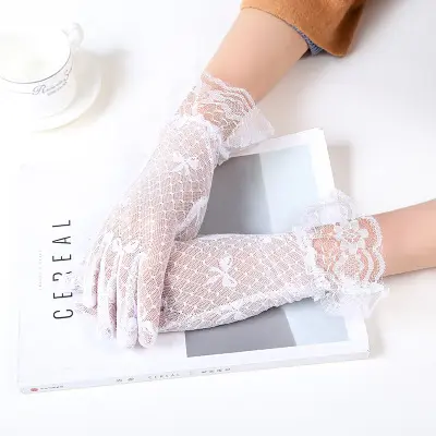 Hot Sale Short Elastic Knitted Mesh Lace Gloves For Party Driving Wedding