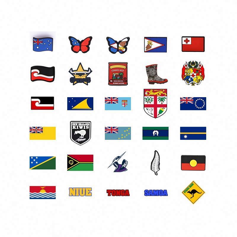 Australia Cook island flag clog charm Maori for custom shoe lace Rarotonga tag Samoan Tonga decoration