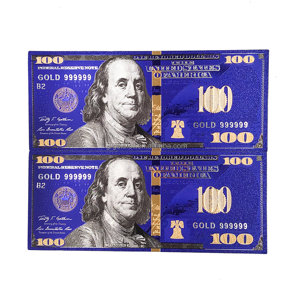Синий Золотой доллар купюр, специальный $100 США, подарочные деньги для сувенирной игры, забавная Золотая валюта