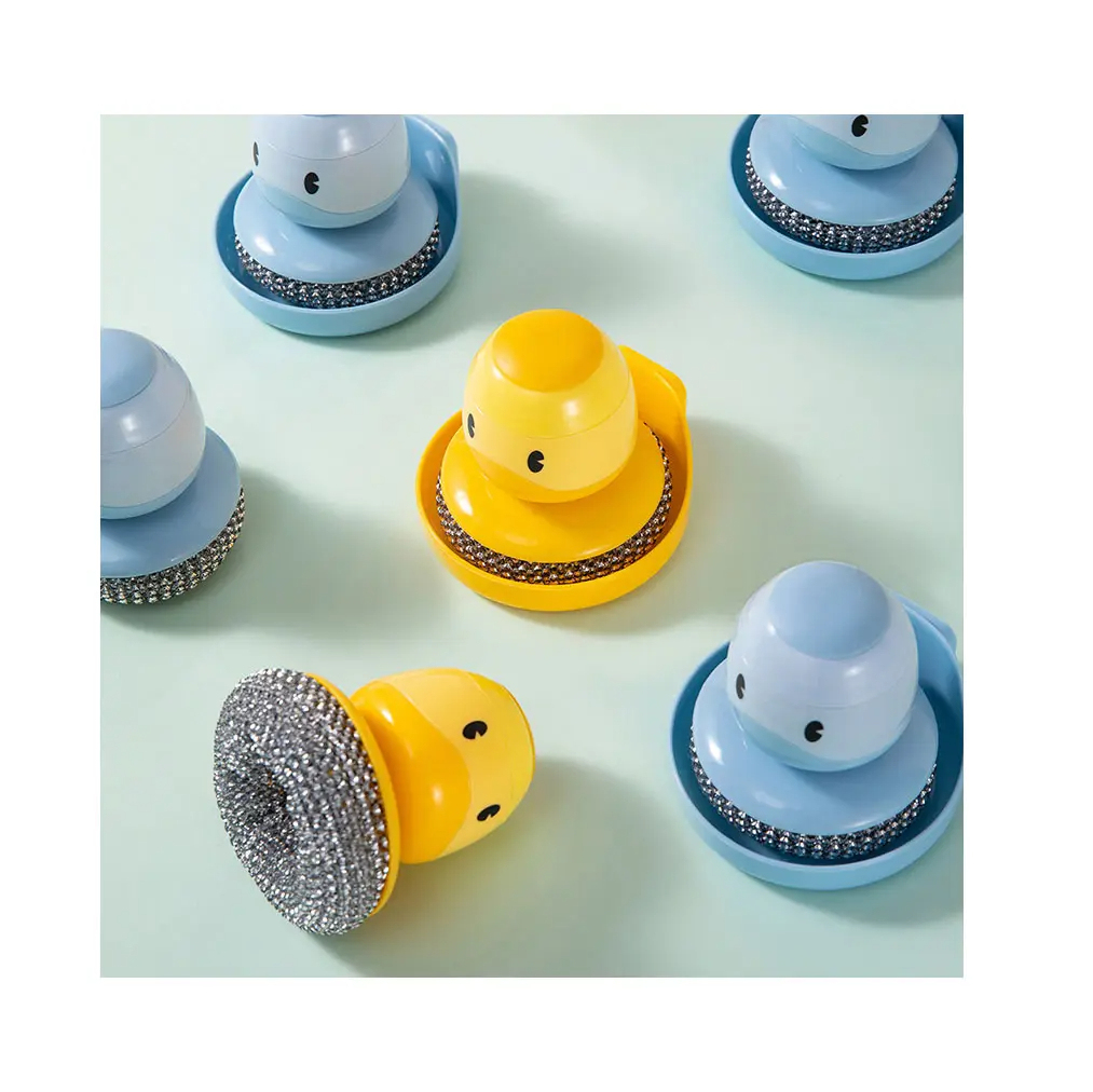 Kitchen Gadgets Cleaning Brush Pot and Dish Washing Scrubber Oil Stains Cleaning Brush with Soap Storage Dispenser