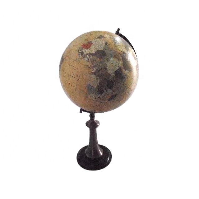 Desk top world globe on arch style metal stand