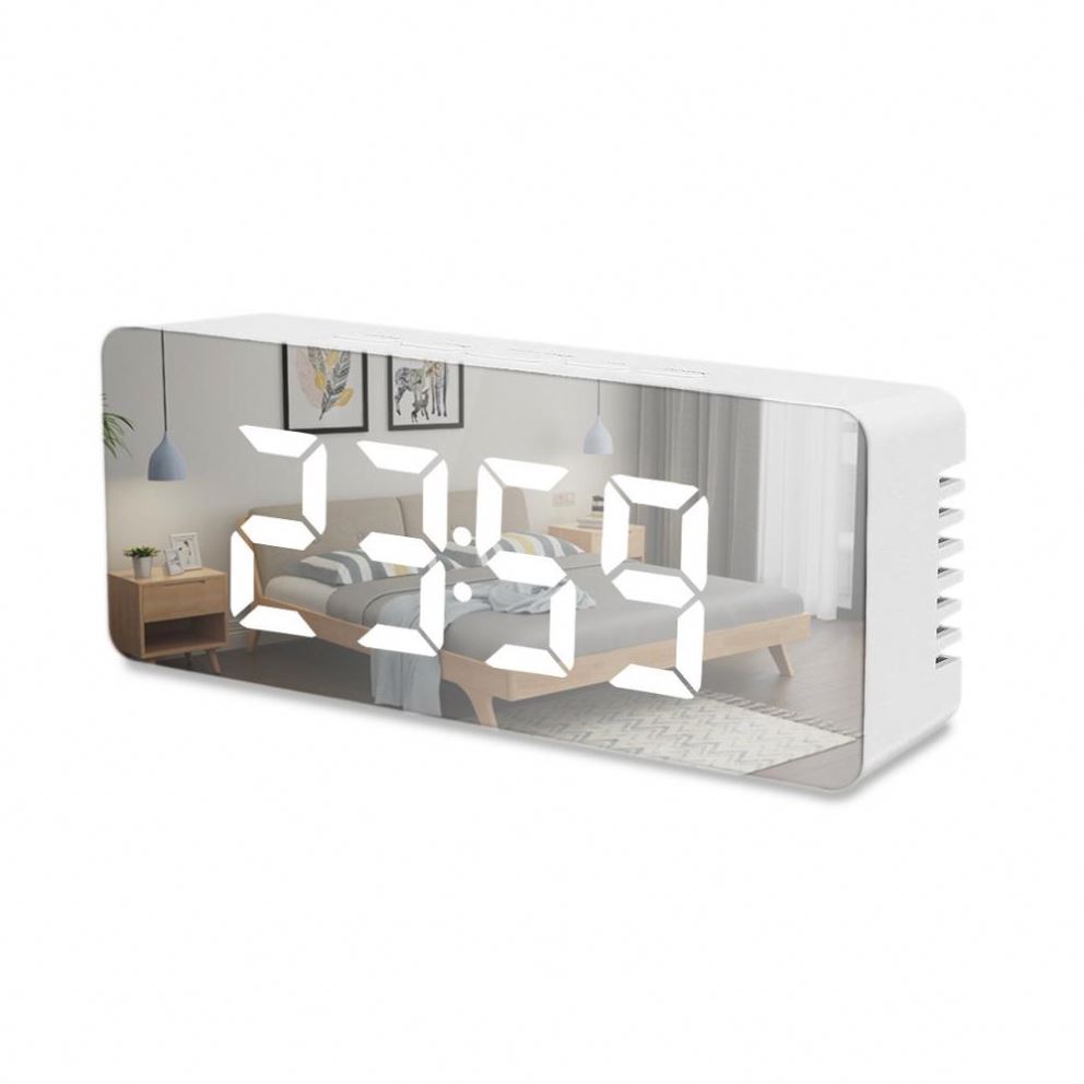 Светодиодные зеркальные будильник цифровые повтора настольные часы Wake Up Light Электронные большие часы с температурным дисплеем для домашнего украшения