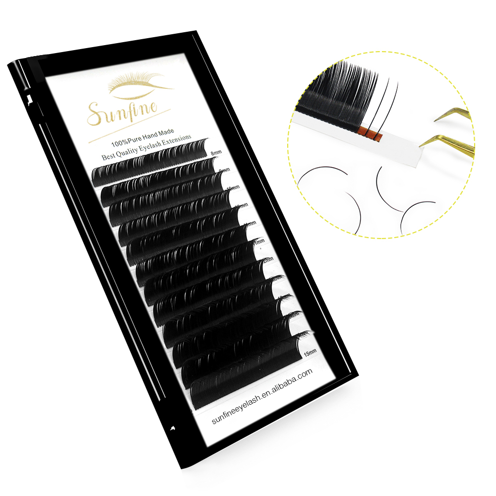 Sunfine Eyelash Extension Supplies Wholesale Soft Matte Black And Korean PBT Material Of Classic Eyelash Extensions With Boxes