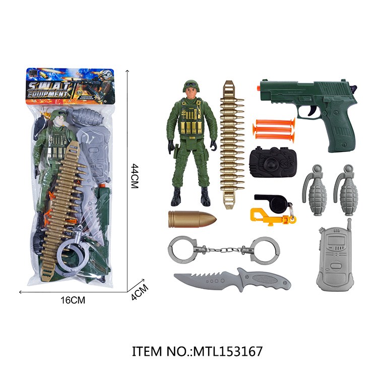 Funny kids plastic police weapon toy set pretend play toy wholesale police set toy play