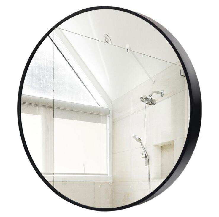 Circle Mirror Black 18 Inch Wall Mounted Round Mirror with Brushed Metal Frame for Bathroom, Vanity, Living Room, Bedroom,