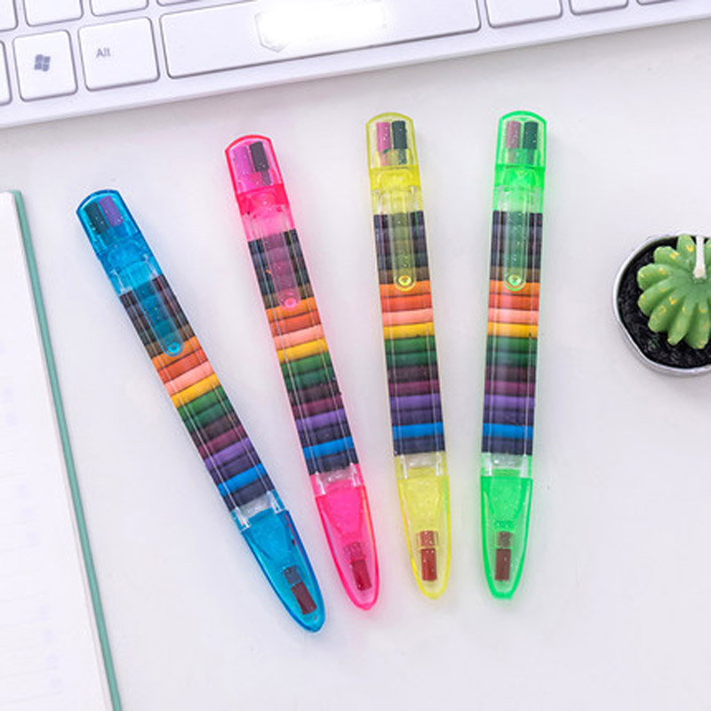 2Pcs Children's Crayon Multicolor Nontoxic Washable Safety Crayon Pen Kids Drawing Printing Toy 20colors