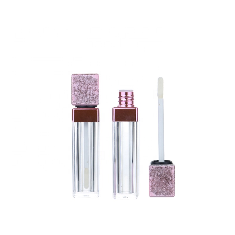 2021 8 ml new arrival wholesales square lip balm tube matte liquid lip gloss containers lipstick with brush wands
